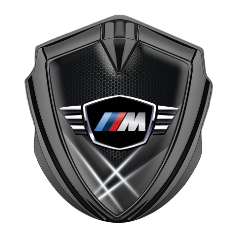 BMW M Power Trunk Emblem Badge Graphite Dark Hex Winged Edition