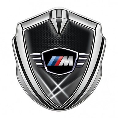 BMW M Power Trunk Emblem Badge Silver Dark Hex Winged Edition