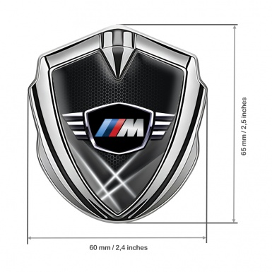 BMW M Power Trunk Emblem Badge Silver Dark Hex Winged Edition