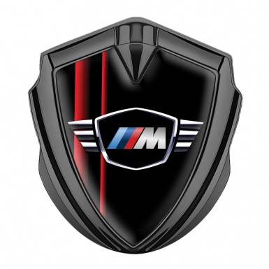 BMW M Power Self Adhesive Bodyside Emblem Graphite Black Red Stripes