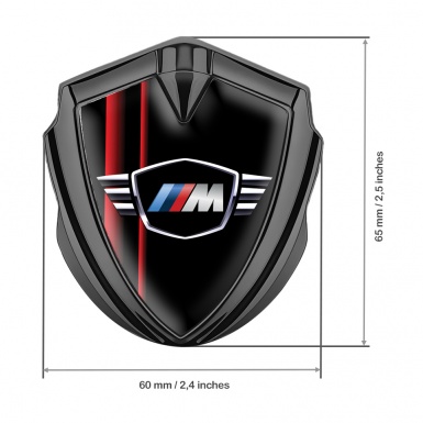 BMW M Power Self Adhesive Bodyside Emblem Graphite Black Red Stripes