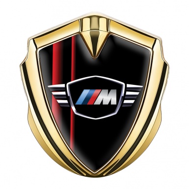 BMW M Power Self Adhesive Bodyside Emblem Gold Black Red Stripes