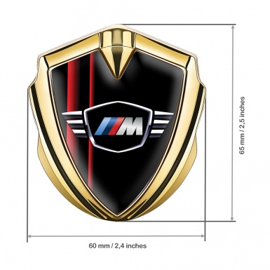 BMW M Power Self Adhesive Bodyside Emblem Gold Black Red Stripes