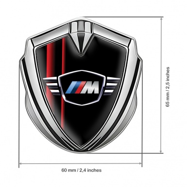 BMW M Power Self Adhesive Bodyside Emblem Silver Black Red Stripes