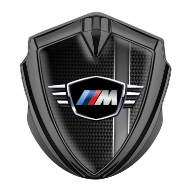 BMW M Power Metal Emblem Self Adhesive Graphite Carbon Grey Stripe