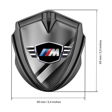 BMW M Power 3D Car Metal Domed Emblem Graphite Diagonal Plate Design