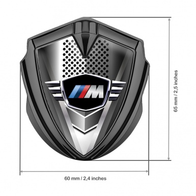 BMW M Power Tuning Emblem Self Adhesive Graphite Metal Grate Edition