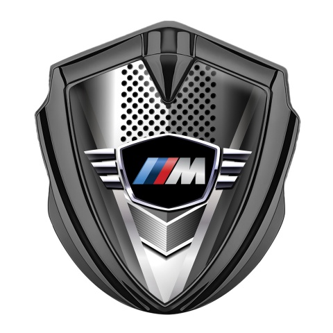 BMW M Power Tuning Emblem Self Adhesive Graphite Metal Grate Edition