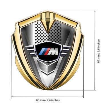 BMW M Power Tuning Emblem Self Adhesive Gold Metal Grate Edition