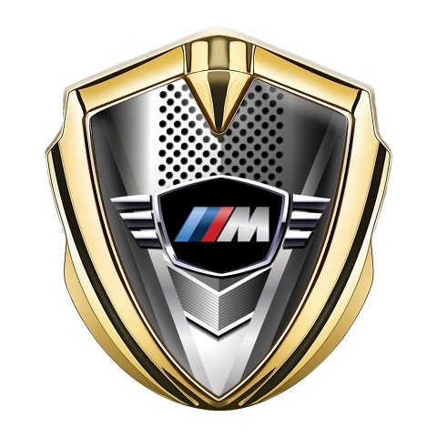 BMW M Power Tuning Emblem Self Adhesive Gold Metal Grate Edition