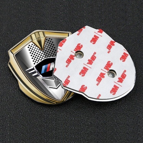 BMW M Power Tuning Emblem Self Adhesive Gold Metal Grate Edition