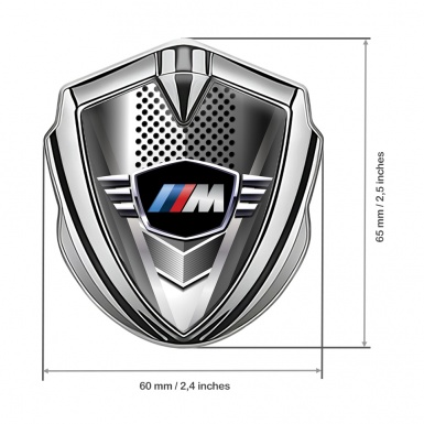 BMW M Power Tuning Emblem Self Adhesive Silver Metal Grate Edition