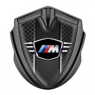 BMW M Power Fender Emblem Badge Graphite Dark Grate Winged Logo