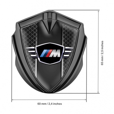 BMW M Power Fender Emblem Badge Graphite Dark Grate Winged Logo