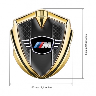 BMW M Power Fender Emblem Badge Gold Dark Grate Winged Logo