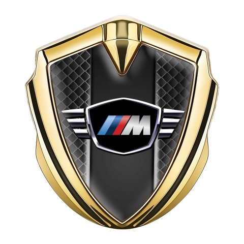 BMW M Power Fender Emblem Badge Gold Dark Grate Winged Logo