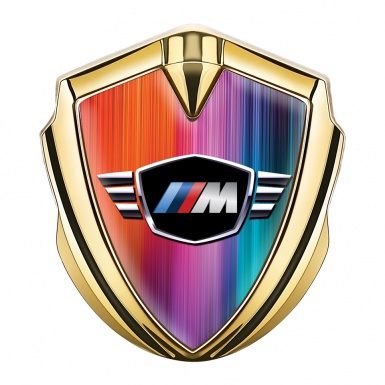 BMW M Power Fender Metal Domed Emblem Gold Color Gradient Design