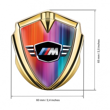 BMW M Power Fender Metal Domed Emblem Gold Color Gradient Design