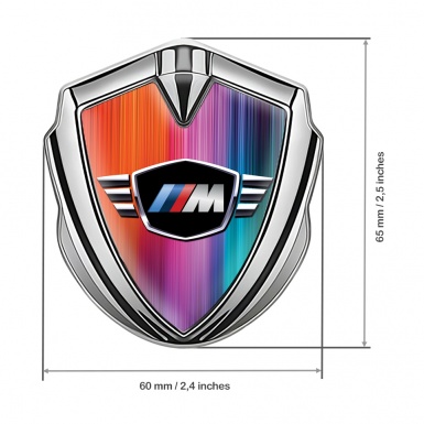 BMW M Power Fender Metal Domed Emblem Silver Color Gradient Design