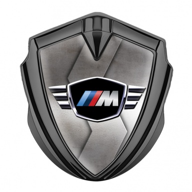 BMW M Power Trunk Emblem Badge Graphite Curved Plate Winged Logo