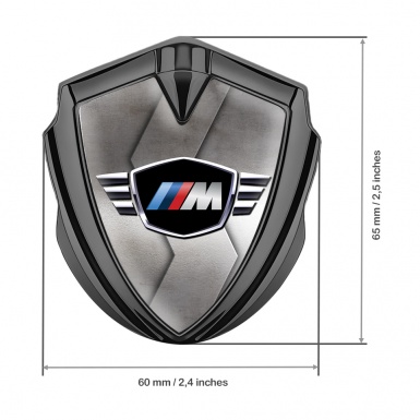 BMW M Power Trunk Emblem Badge Graphite Curved Plate Winged Logo