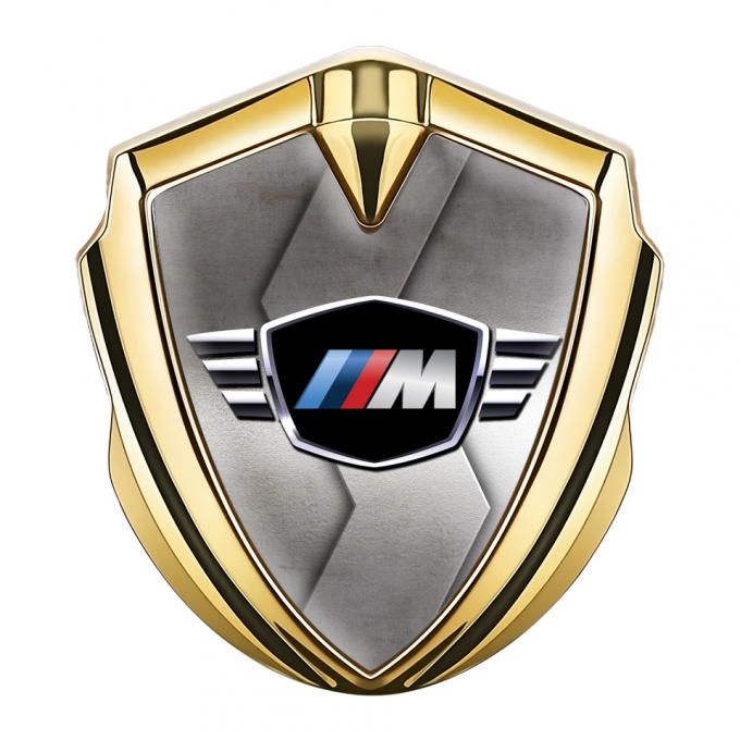 BMW M Power Trunk Emblem Badge Gold Curved Plate Winged Logo