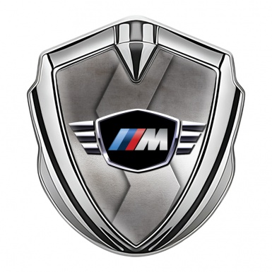 BMW M Power Trunk Emblem Badge Silver Curved Plate Winged Logo