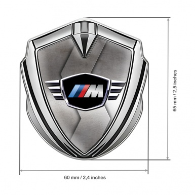 BMW M Power Trunk Emblem Badge Silver Curved Plate Winged Logo