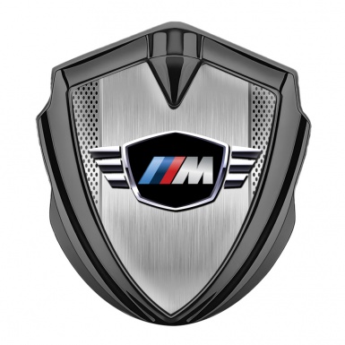 BMW M Power Trunk Metal Emblem Badge Graphite Brushed Alloy Effect