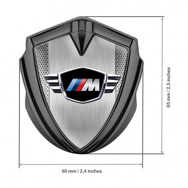 BMW M Power Trunk Metal Emblem Badge Graphite Brushed Alloy Effect