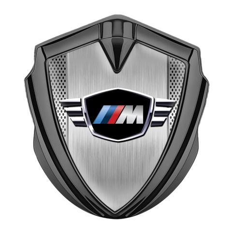 BMW M Power Trunk Metal Emblem Badge Graphite Brushed Alloy Effect