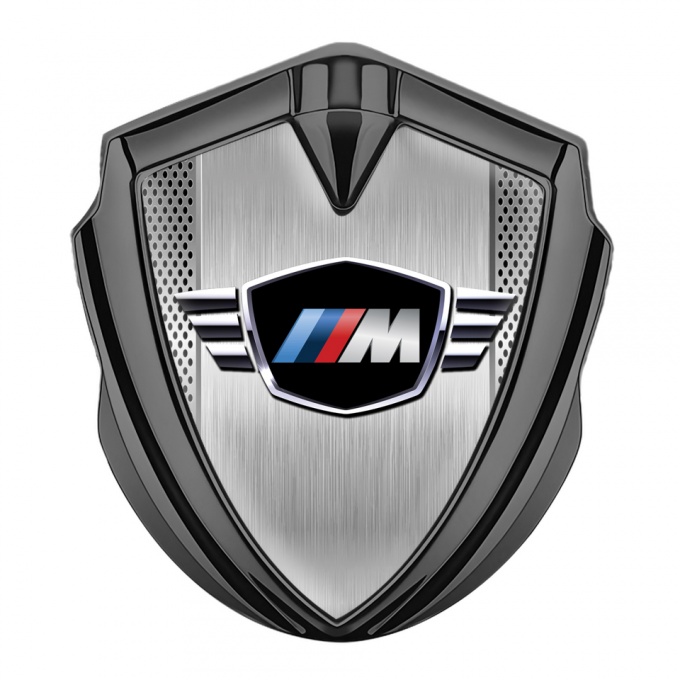 BMW M Power Trunk Metal Emblem Badge Graphite Brushed Alloy Effect