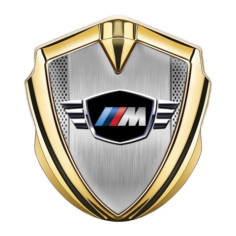 BMW M Power Trunk Metal Emblem Badge Gold Brushed Alloy Effect