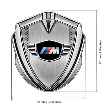 BMW M Power Trunk Metal Emblem Badge Silver Brushed Alloy Effect