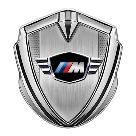 BMW M Power Trunk Metal Emblem Badge Silver Brushed Alloy Effect