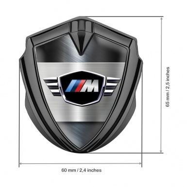 BMW M Power Self Adhesive Bodyside Emblem Graphite Drab Alloy Plate