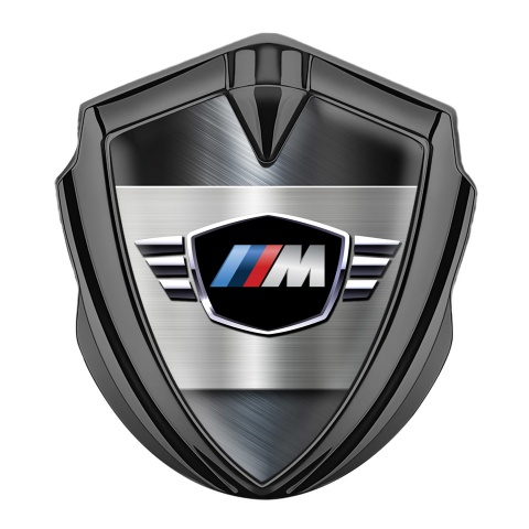 BMW M Power Self Adhesive Bodyside Emblem Graphite Drab Alloy Plate