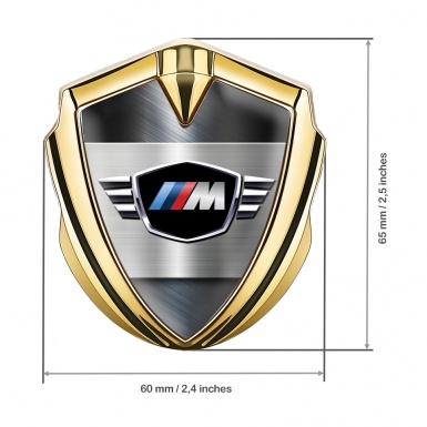 BMW M Power Self Adhesive Bodyside Emblem Gold Drab Alloy Plate