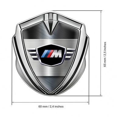 BMW M Power Self Adhesive Bodyside Emblem Silver Drab Alloy Plate