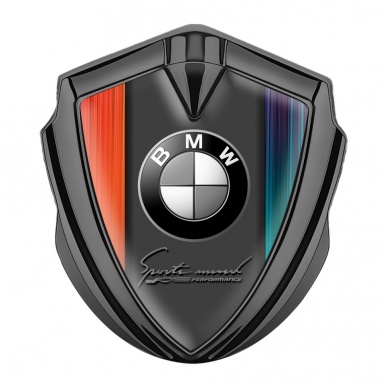 BMW 3D Car Metal Domed Emblem Graphite Color Sport Mind Design 