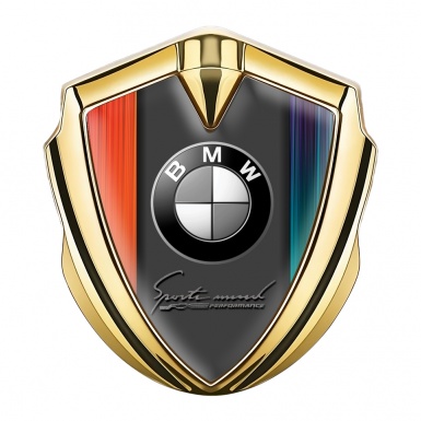 BMW 3D Car Metal Domed Emblem Gold Color Sport Mind Design