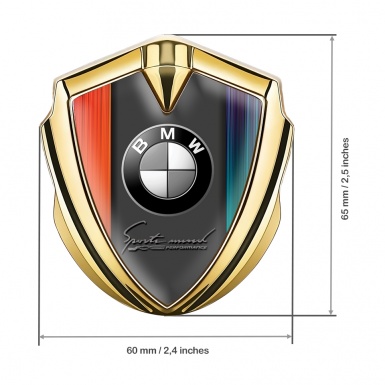 BMW 3D Car Metal Domed Emblem Gold Color Sport Mind Design