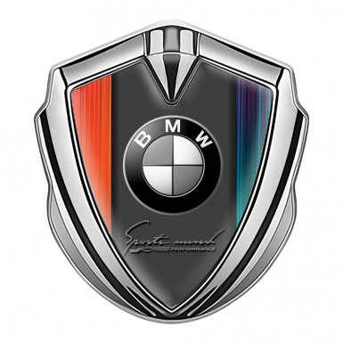 BMW 3D Car Metal Domed Emblem Silver Color Sport Mind Design 