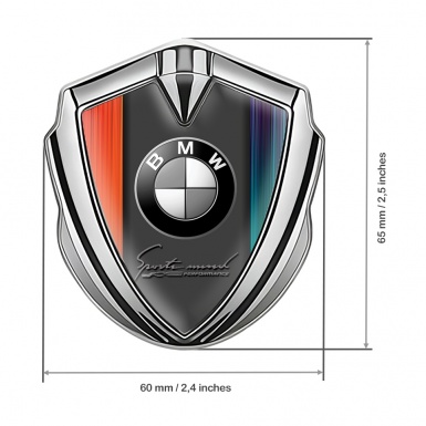 BMW 3D Car Metal Domed Emblem Silver Color Sport Mind Design 