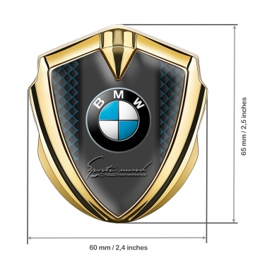 BMW Fender Emblem Badge Gold Blue Grid Sport Mind Edition