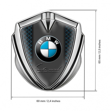 BMW Fender Emblem Badge Silver Blue Grid Sport Mind Edition