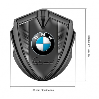 BMW Fender Metal Domed Emblem Graphite Grey Stripes Performance