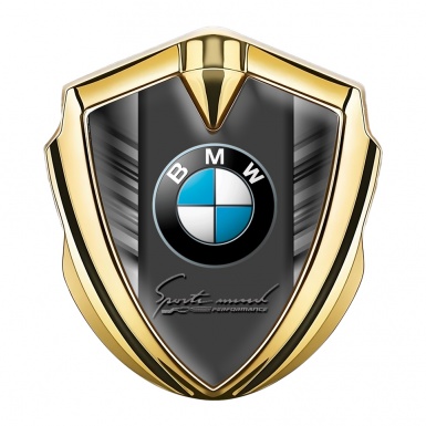 BMW Emblem Abzeichen selbstklebend Goldtonfarbe mit Grau Streifen Design