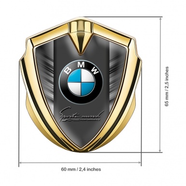 BMW Emblem Abzeichen selbstklebend Goldtonfarbe mit Grau Streifen Design