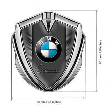 BMW Emblem Abzeichen selbstklebend Silbertonfarbe mit Grau Streifen Design